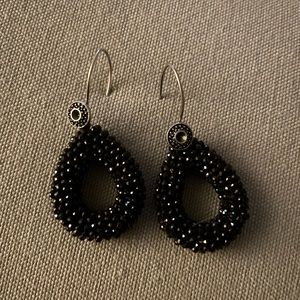 Silver and Black beaded earrings